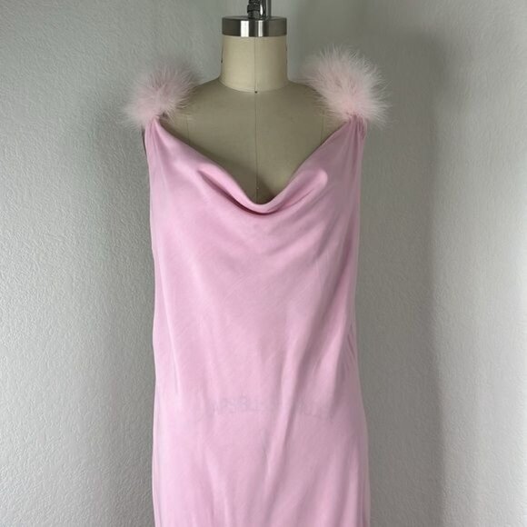 Sleeper “voulez Vous Dancer?” Dress Pink Midi Fuzzy Straps Biased - Picture 3 of 12